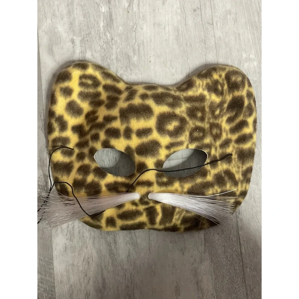 Cat Mask with Whiskers Leopard Print ‎ Adult One Size Fits Most Half Face